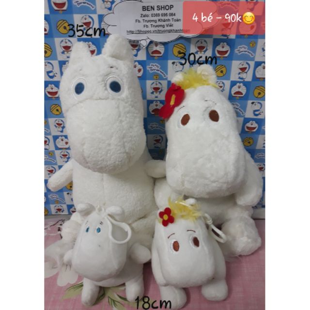 Gấu bông gia đình hà Mã Moomin cao 18- 35cm: 4 bé y hình 100k, bao hàng đẹp, sạch, thơm💟💟💟