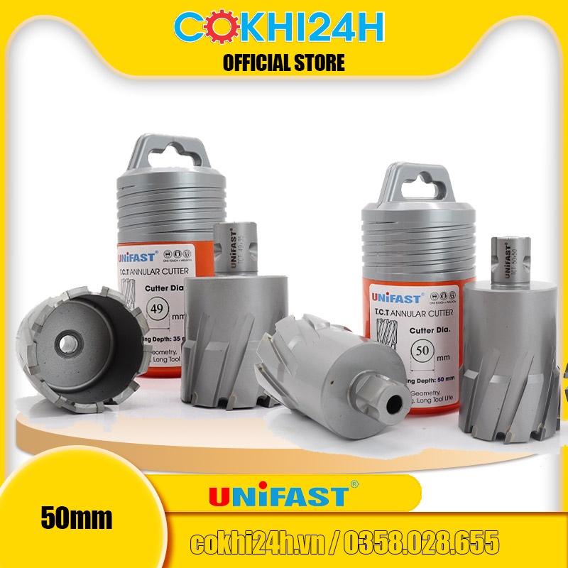 Mũi khoan từ rút lõi phi 50mm Unifast HSS 50x25 / TCT 50x35 / TCT 50x50