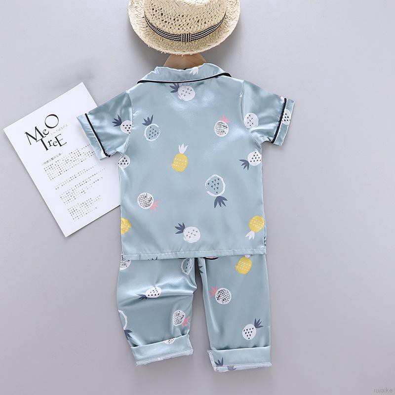 Set Đồ Ngủ 2 Món Vải Phi Bóng Cho Bé Trai Từ 1-6 Tuổi