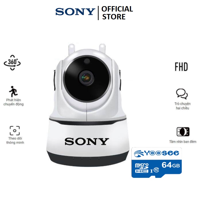 Camera Wifi Sony 3.0 Trong Nhà Sony 2 Râu 3.0 Mpx Full Hd 1080P, Hỗ Trợ 12 Đèn Hồng Ngoại BH 5 năm