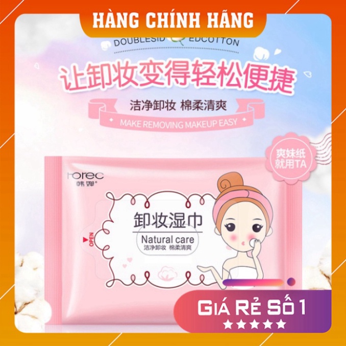 Khăn tẩy trang 𝑭𝒓𝒆𝒆𝒔𝒉𝒊𝒑 Khăn giấy tẩy trang Rorec Natural Care 25 tờ tiện dụng