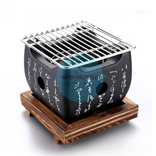 Lò nướng, bếp nướng than bằng gang kiểu Nhật Bản hình vuông