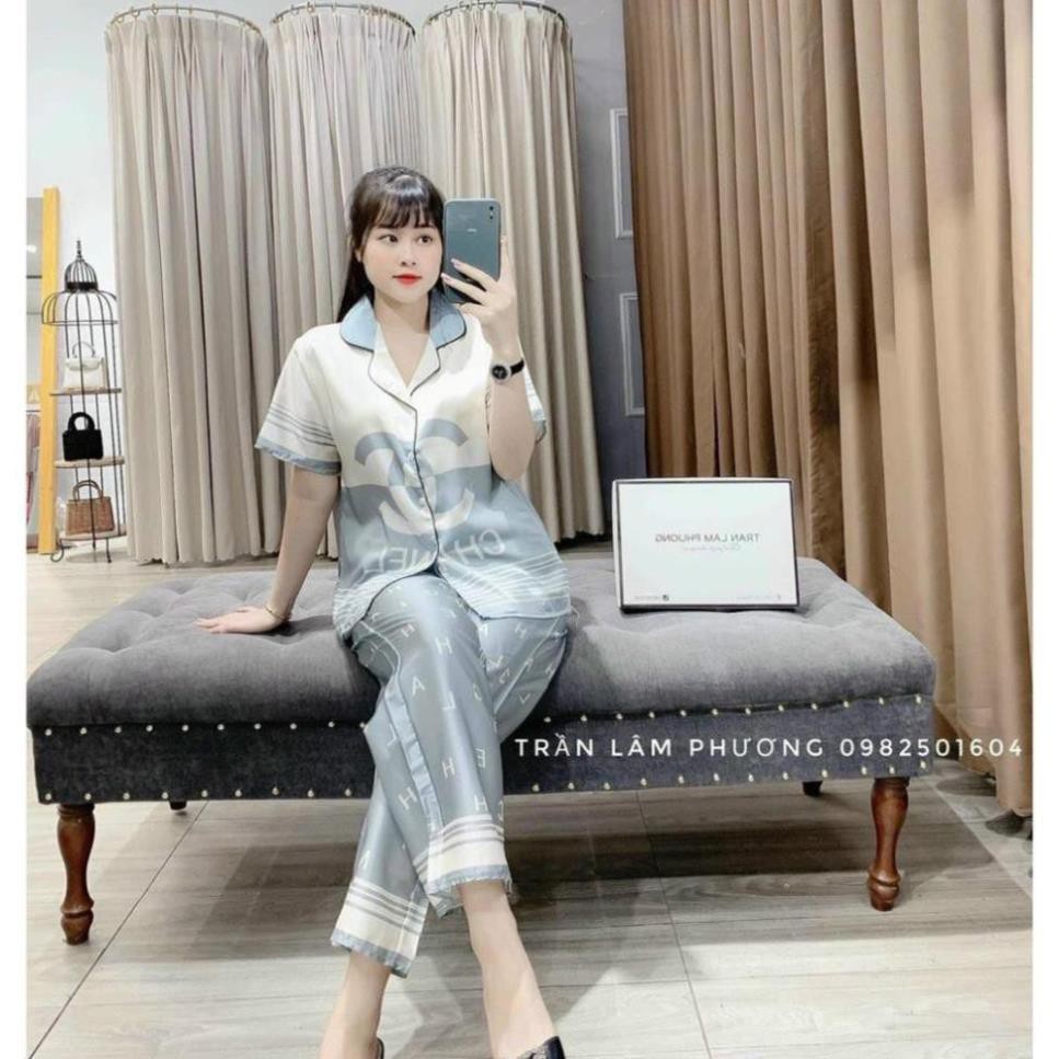 Pijama Lụa SATIN những mẫu hottren 2021 nhà SAM Tay ngắn quần dài Form dưới 60 kí * *  ྇ ྇ ༴