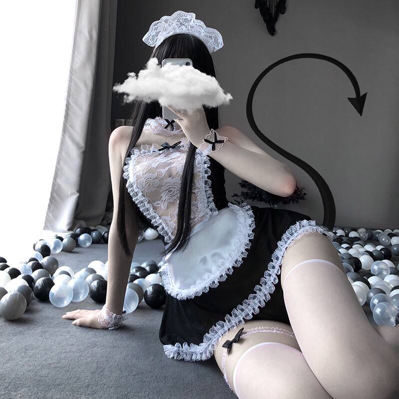 Cosplay hầu gái sexy anime maid cute - Váy đầm ngủ cosplay cô hầu bàn tạp dề trăng gợi cảm quyến rũ