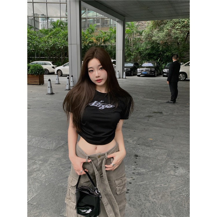 Cocory vn Áo Thun Tay Ngắn Dáng Ôm In Họa Tiết Thời Trang Mùa Hè Quyến Rũ Cho Nữ