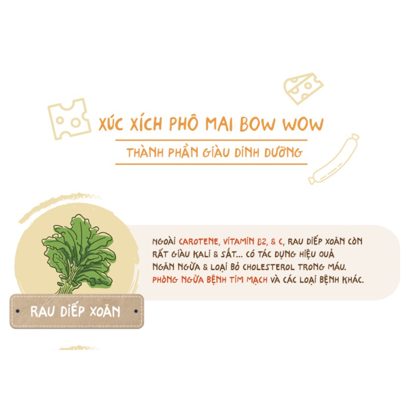 Xúc xích phô mai cho chó Bow wow 240g, thức ăn vặt dinh dưỡng tăng cân cún lớn nhỏ Con Mèo Xiêm