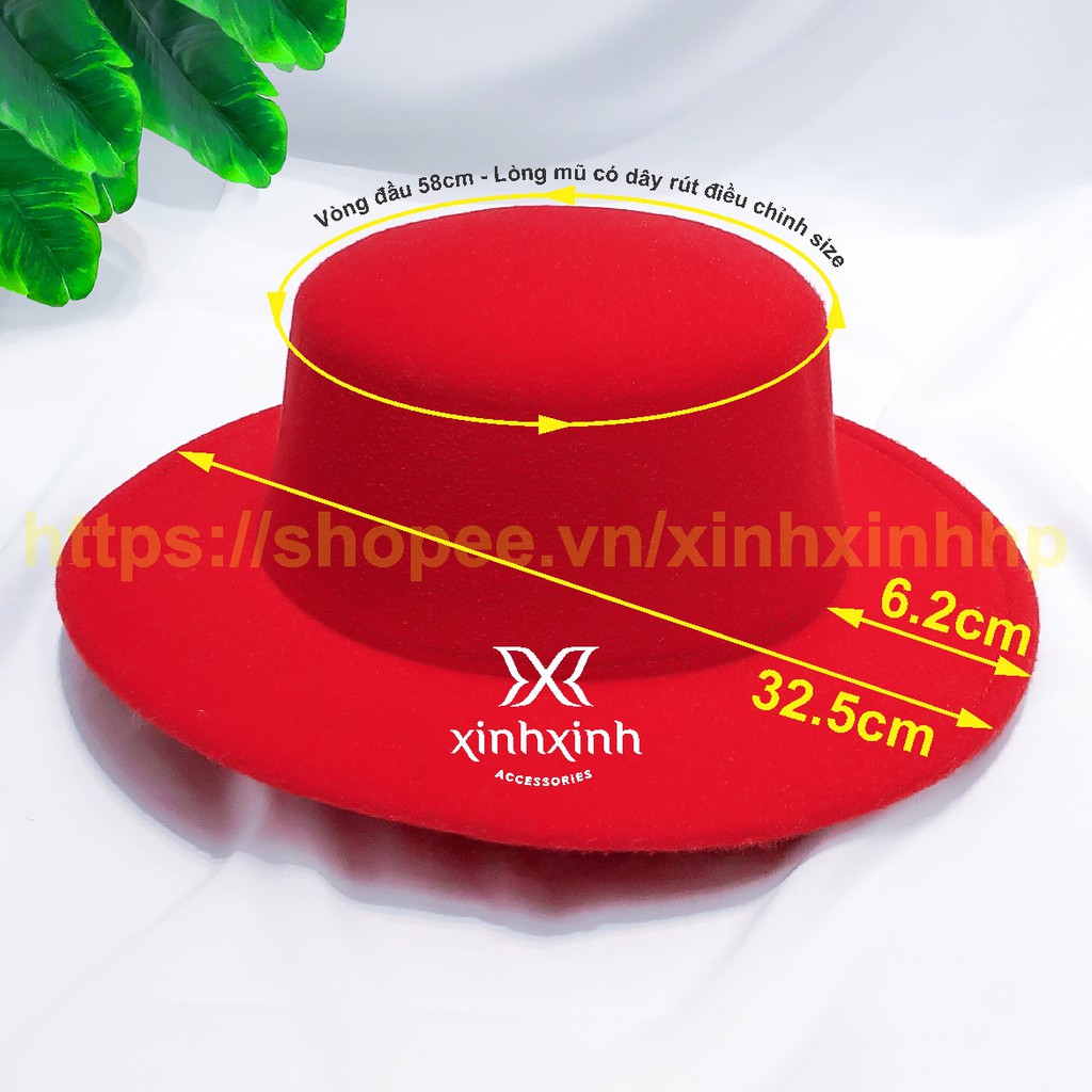 [Mã FAXANH1505 giảm 10K đơn 50K] Mũ Gaucho , mũ dạ vành tròn nữ thời trang - Xinh Xinh Accessories