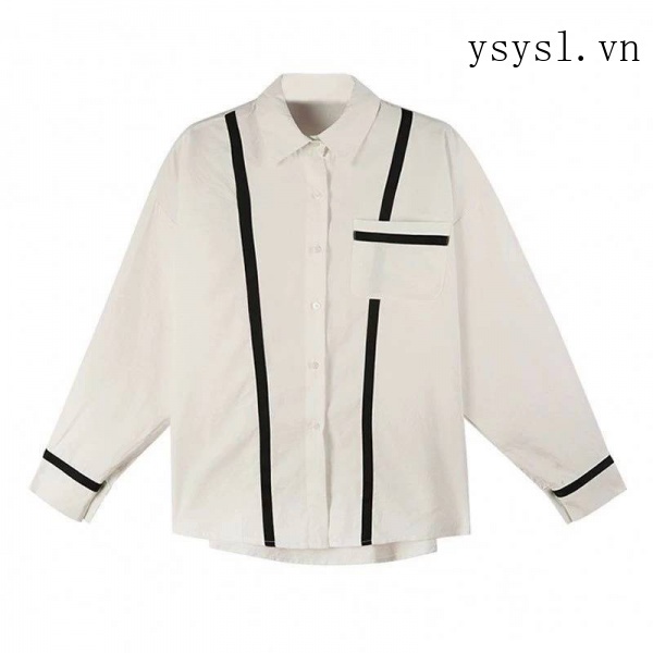 Áo Sơ Mi Cổ Polo Tay Dài Dáng Rộng Màu Sắc Tương Phản Thời Trang Mùa Thu Dành Cho Nữ 2021