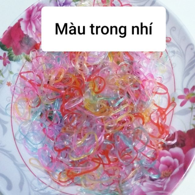 1kg thun cột tóc nhí cho bé 1cm (màu/trong/sọc)