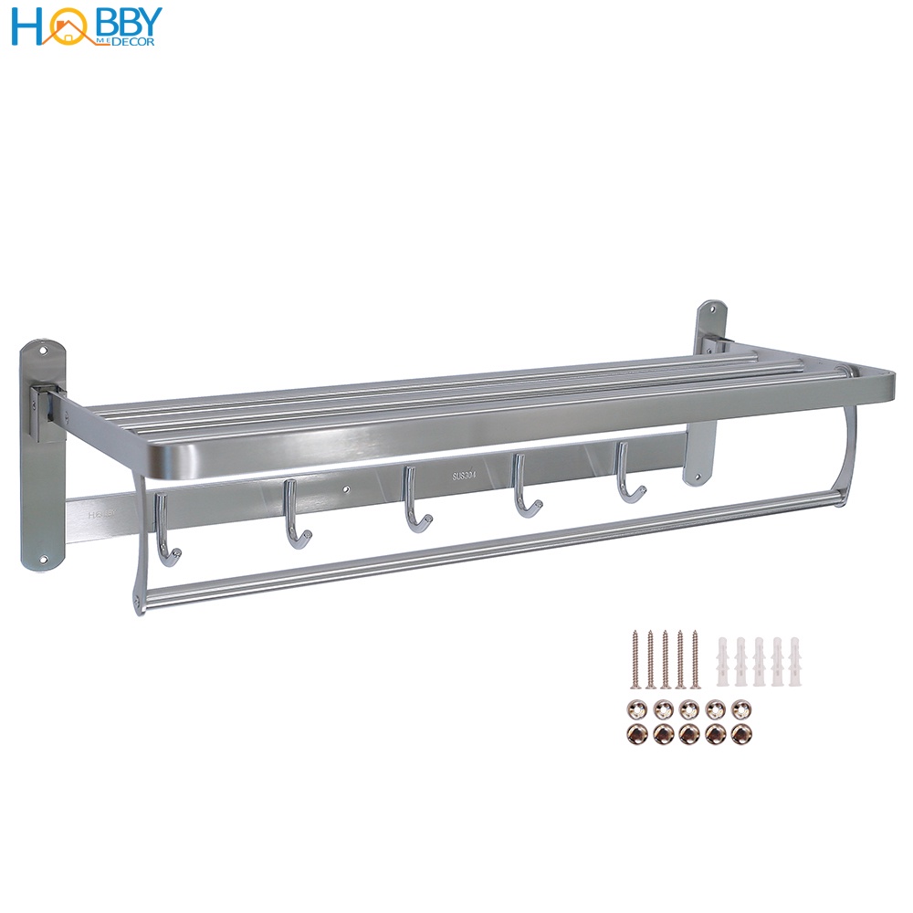 Kệ để khăn tắm quần áo xếp gọn gắn tường mẫu lớn Hobby Home Decor GTK inox 304