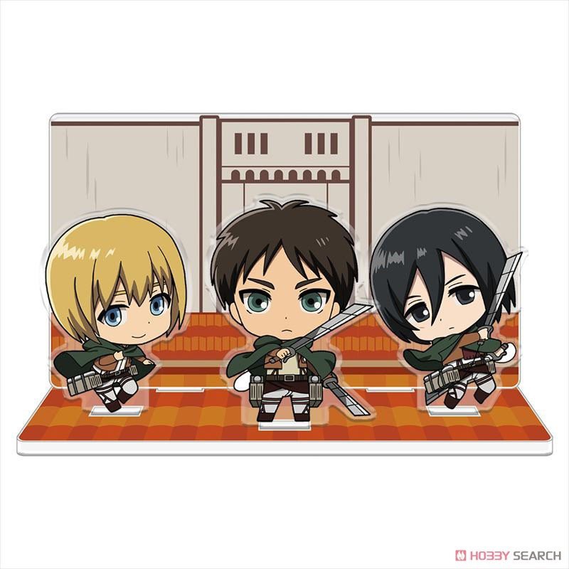 Bộ mô hình standee 3 nhân vật  ĐẠI CHIẾN TITAN ATTACK ON TITAN ver CHIBI Levi Hanji Eren Mikasa Erwin Armin