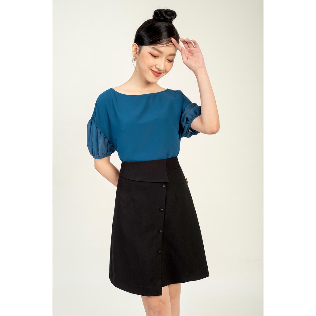 Chân váy Dáng A Hai Tà Đính 4 Cúc Phối Trang Trí MMOutfit J0620380