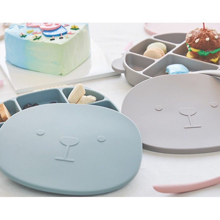 Made in Korea : KHAY ĂN DẶM CÓ NẮP HÌNH GẤU POLED HÀN QUỐC