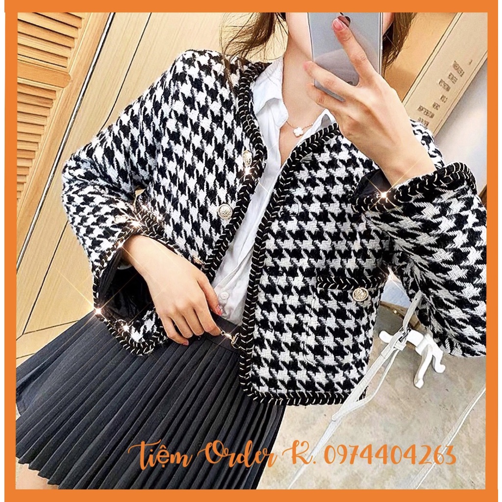 ORDER♥️Áo Khoác Dạ Kẻ Dáng Ngắn(ảnh thật)Size S,M,L