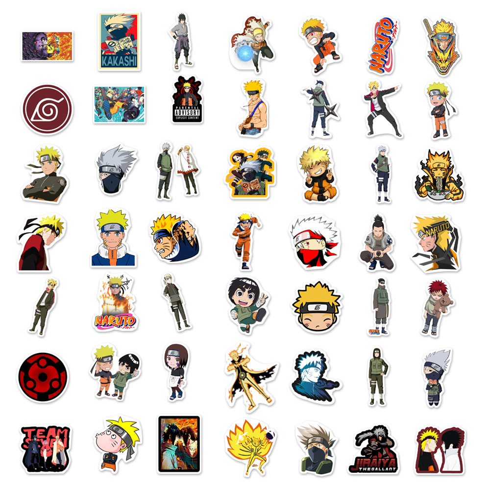 Set 50 miếng dán hoạt hình naruto trang trí đa năng