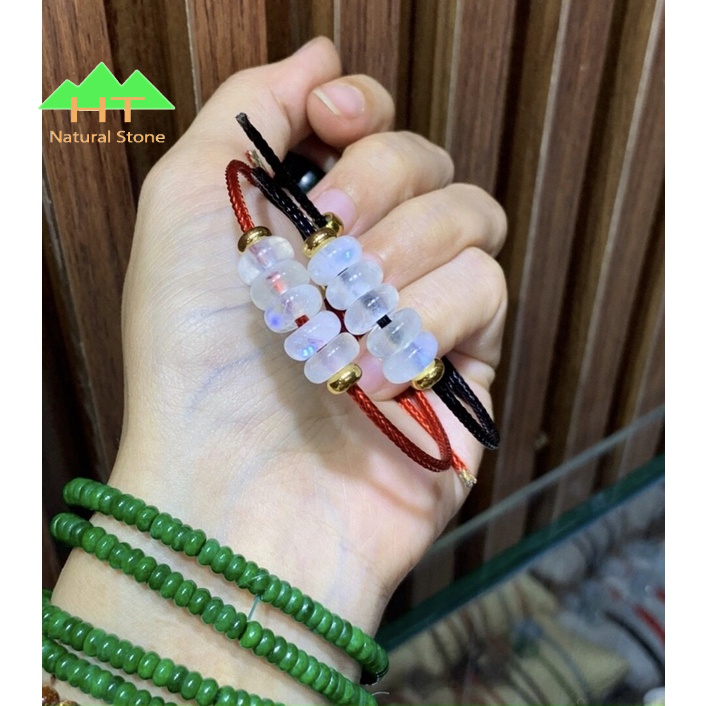 Vòng đeo tay dây cáp Hồ ly mix đồng điếu đá mặt trăng moon