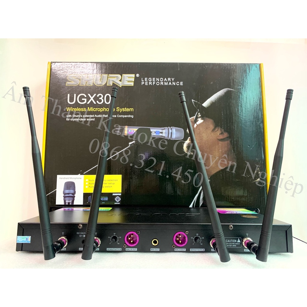 Micro Không Dây UGX 30 Có Tự Ngắt, Dò Sóng Chỉnh Tần Số Hiện Đại. Chuyên Karaoke Chuyên Nghiệp.