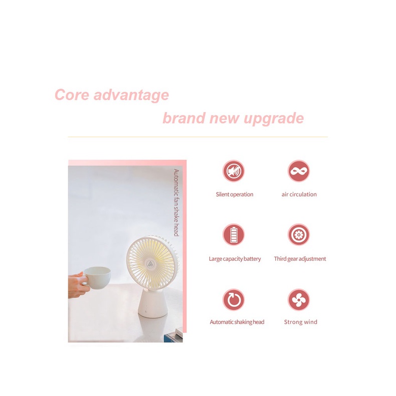 CALSTONE Quạt sạc Quay Đầu để bàn tích hợp Pin 5000mAh