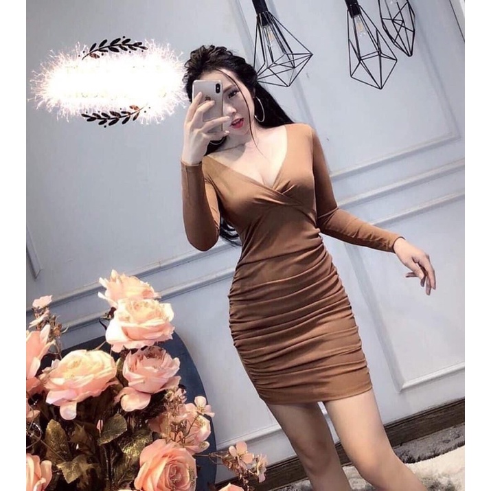 Đầm Body Nhún Vạt Chéo Chất Đẹp