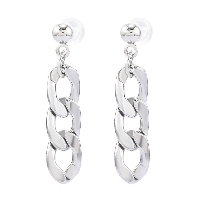 Khuyên tai thiết kế chuỗi xích dài phong cách đường phố đơn giản thời trang