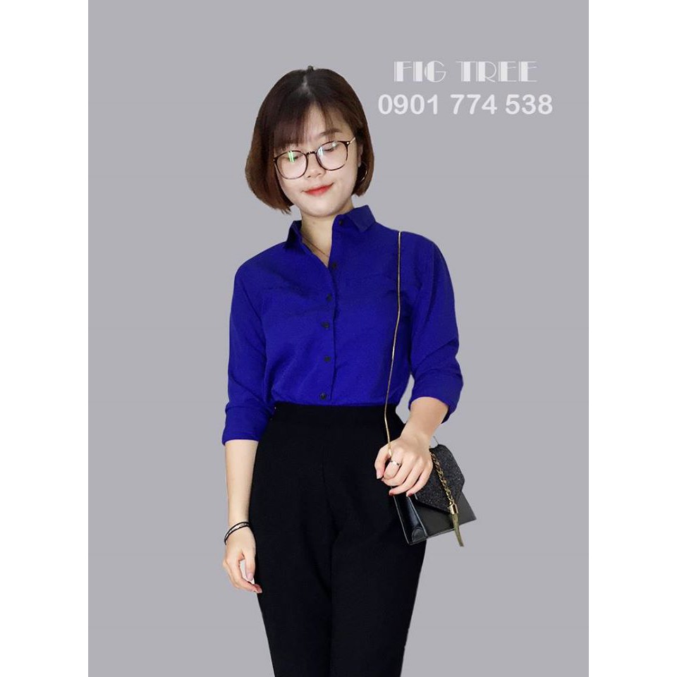 ÁO SƠ MI NỮ MÀU XANH COBAN