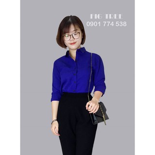 ÁO sơ mi nữ FIG TREE  MÀU XANH COBAN