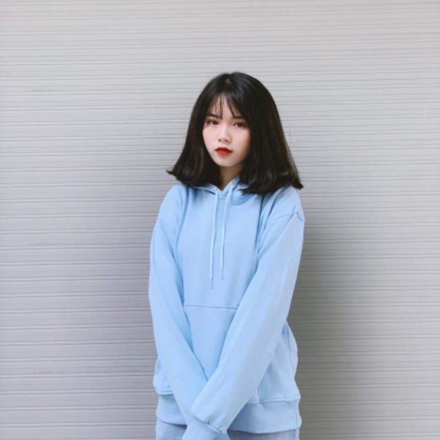 (CÓ VIDEO) Áo Hoodie Tay Dài Túi Bụng Trơn Xanh Pastel Unisex