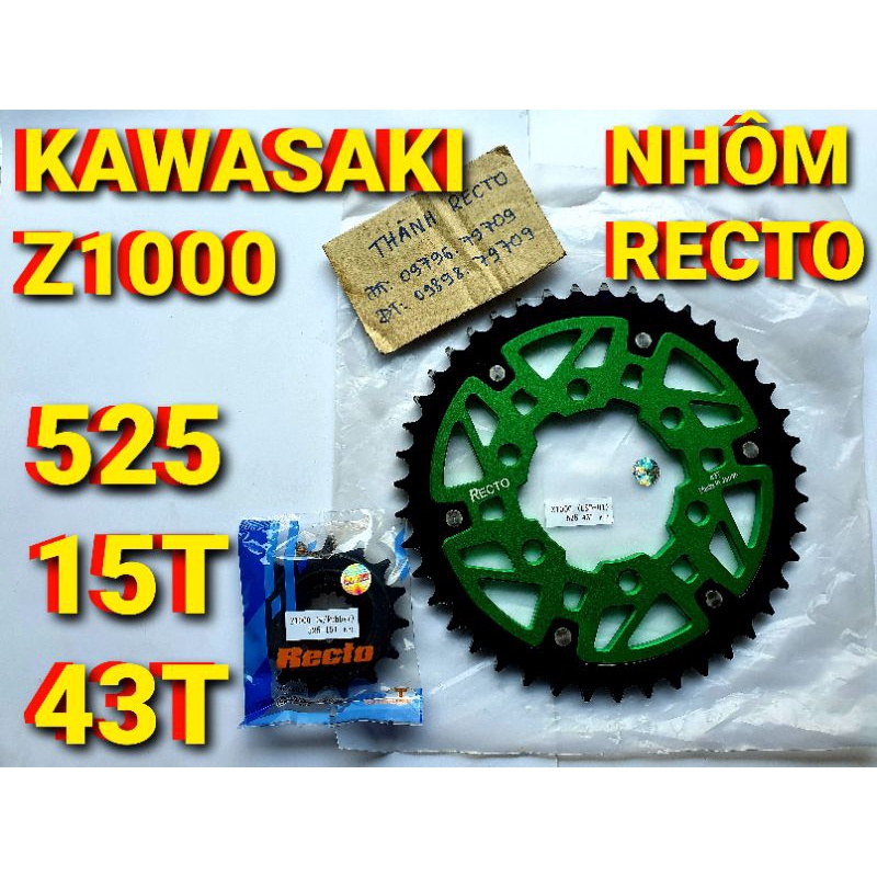 NHÔNG DĨA NHÔM 7075/525 15T-43T KAWASAKI Z1000 RECTO THAILAN