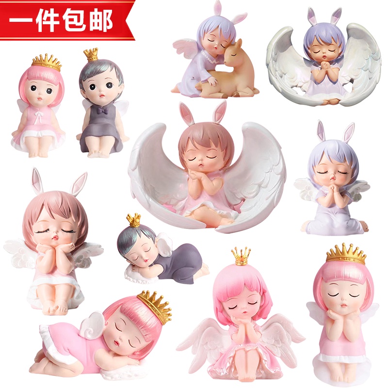 Tượng Nhựa Resin Hình Cô Gái Dễ Thương Dùng Để Trang Trí Bánh Sinh Nhật