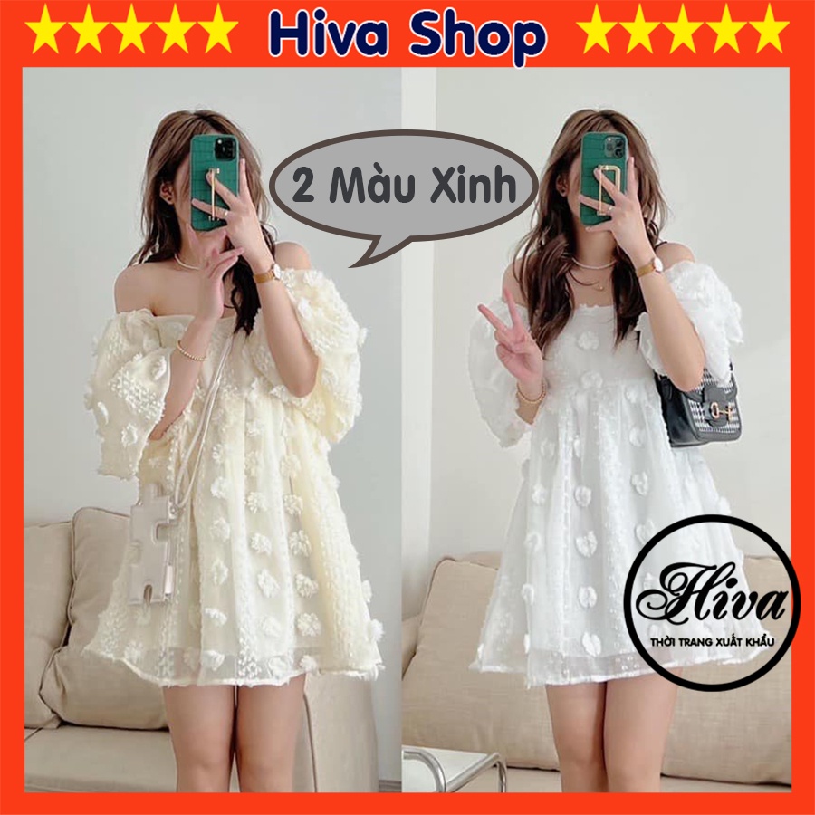 Váy trắng hoa nổi babydoll dự tiệc body , Đầm nữ thiết kế ngắn tay mẫu mới