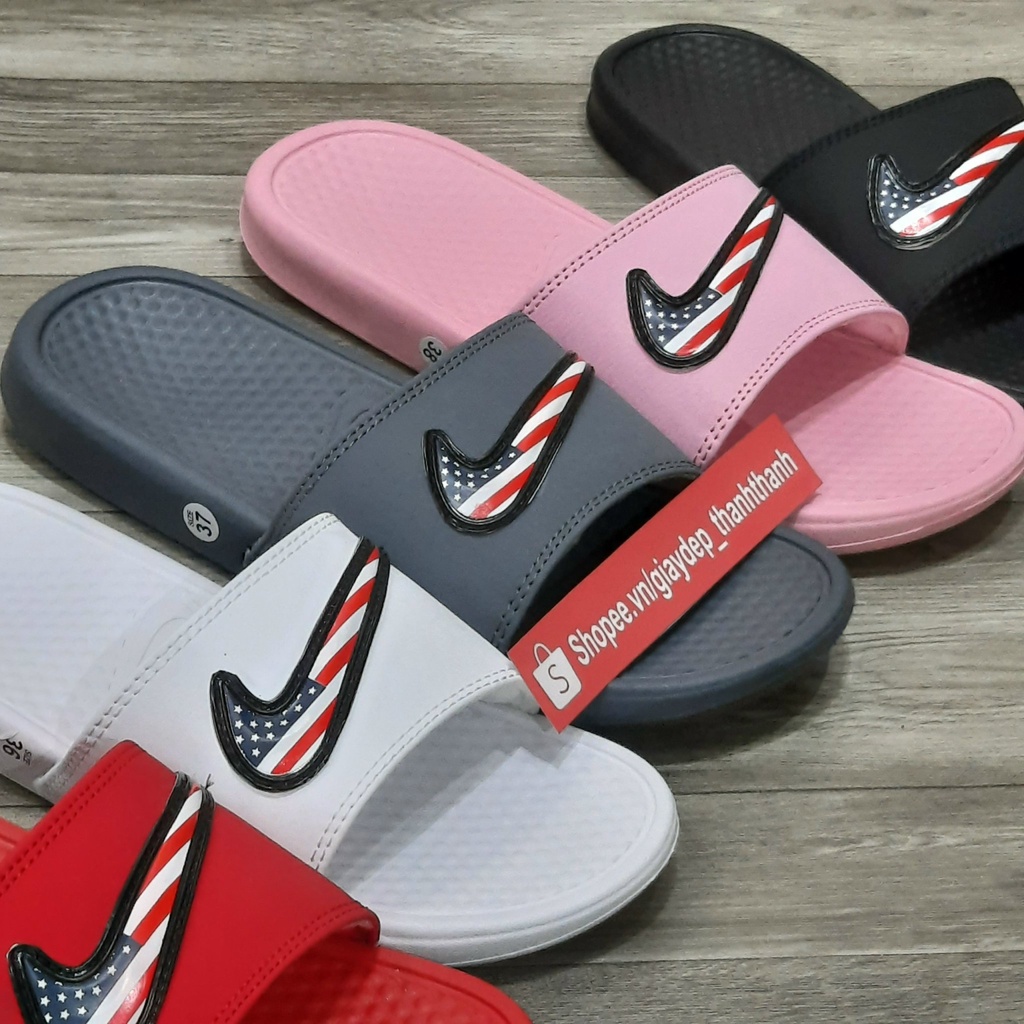 Dép nike-quai ngang logo cờ Mỹ mẫu mới unisex nam nữ
