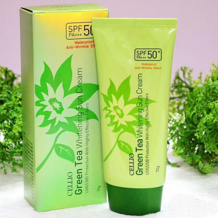 Kem chống nắng trà xanh Cellio Green Tea Whitening Sun Cream SPF 50+