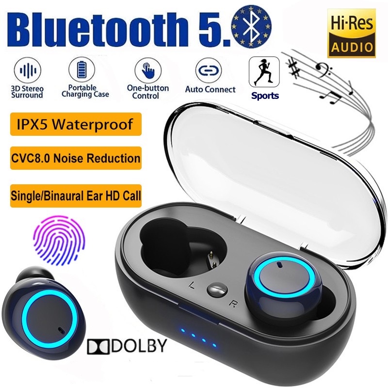 Tai nghe không dây TWITCH Y50 bluetooth 5.0 âm thanh nổi 9D chống thấm nước có hộp sạc thông minh