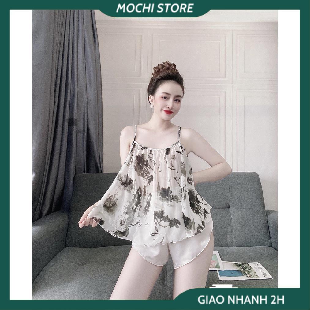 Đồ Mặc Nhà, Đồ Bộ Ngủ , Bộ Áo 2 Dây Voan Hoa Quần Cọc Chất Lụa Màu Trơn Mềm Mịn Form Dáng Rộng Dưới 60kg Mặc Vừa. | BigBuy360 - bigbuy360.vn