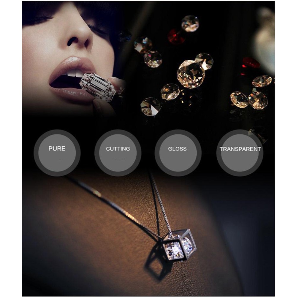 Dây Chuyền Bạc S925 Hình Vuông Zircon LOVE MAGIC Phong Cách Hàn DCBACLOVEMAGIC