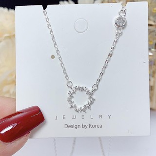 Dây chuyền bạc nữ liền mặt, dây chuyền đính đá cá tính bạc thật  cao cấp| Trang sức Minh An