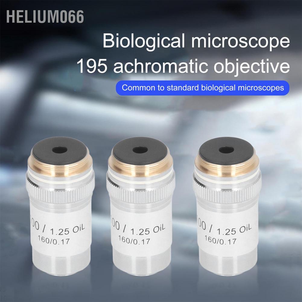 Helium066 Achromatic Objective Brass Chrome Plated 100X High Power Microscope Lens Interface 20.2mm