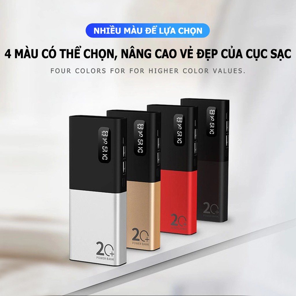 Pin sạc dự phòng 20000mah  FREE SHIP   Pin dự phòng 2 cổng USB sạc nhanh tốc độ cao - hiển thị mà hình LCD