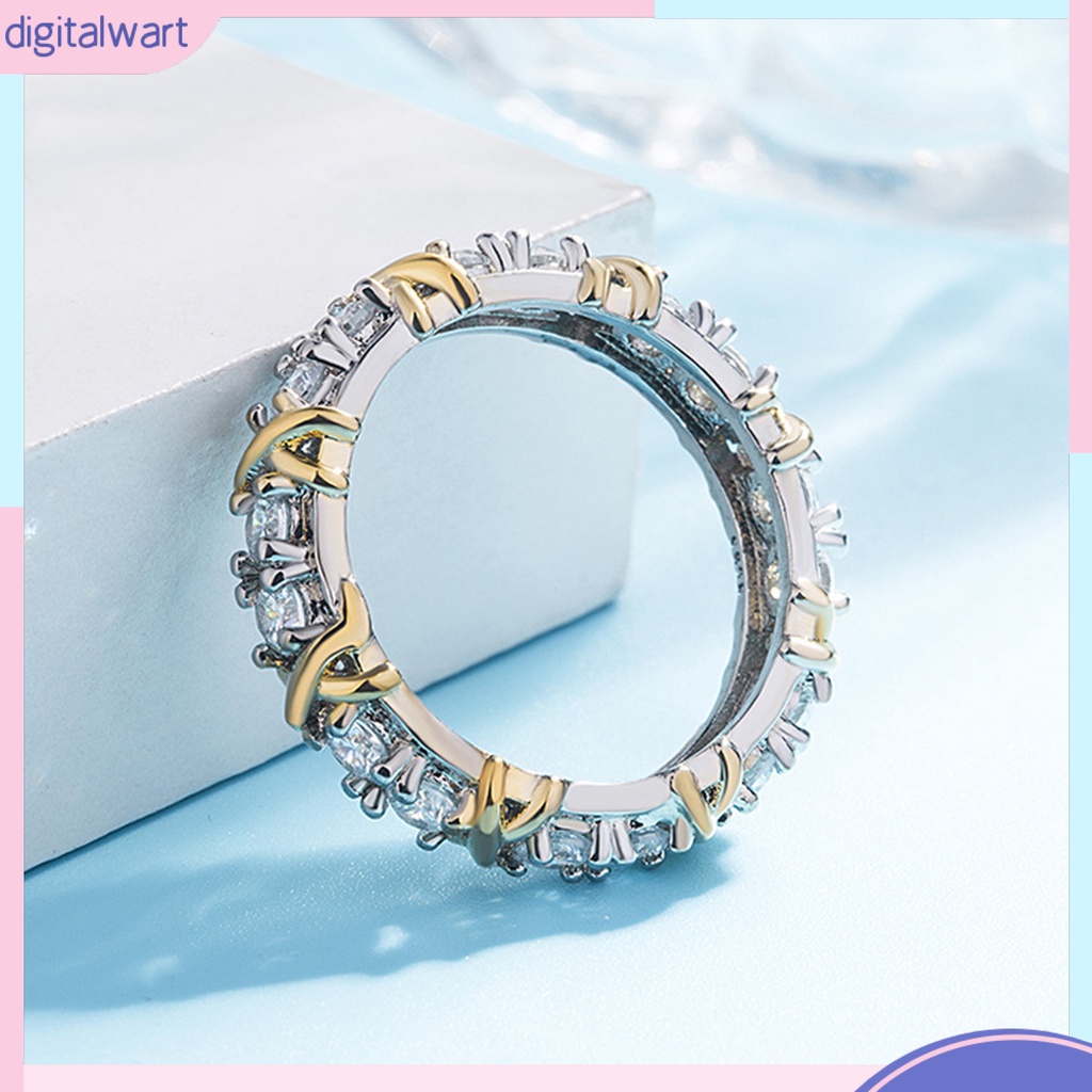 Nhẫn Mạ Bạch Kim Hình Chữ X Đính Đá Xinh Xắn Cho Nữ