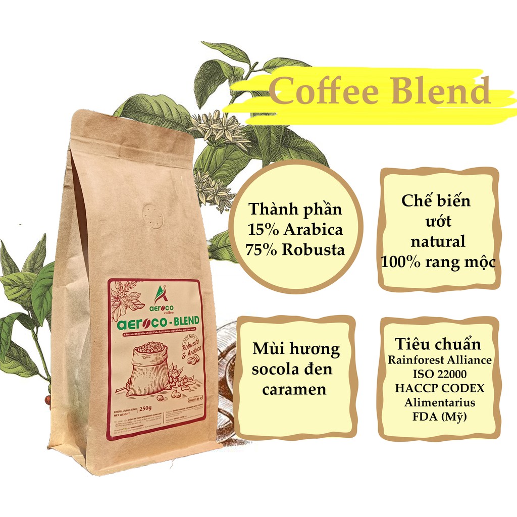 Cafe nguyên chất cà phê phin BLEND AEROCO COFFEE nguyên chất 100% gói 250g