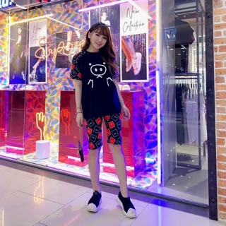 T201901 bộ thun cotton lửng họa tiết