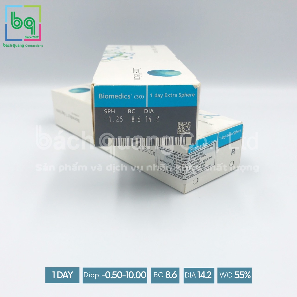 [Hộp/30lens] Kính áp tròng trong suốt 1 ngày BIOMEDICS 1 DAY Extra