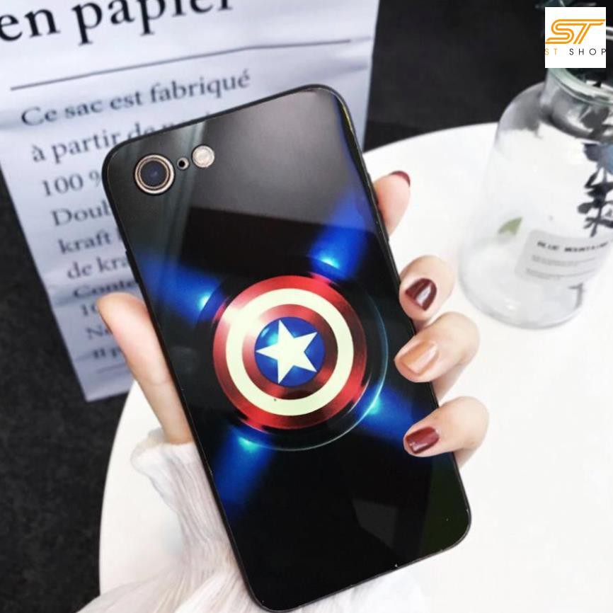 Ốp Lưng Kính Dạ Quang - Khiên Captain ( Evengers ) dành cho OPPO a37/neo9/a39/neo9s/a57/a59/f1s/a71/a83