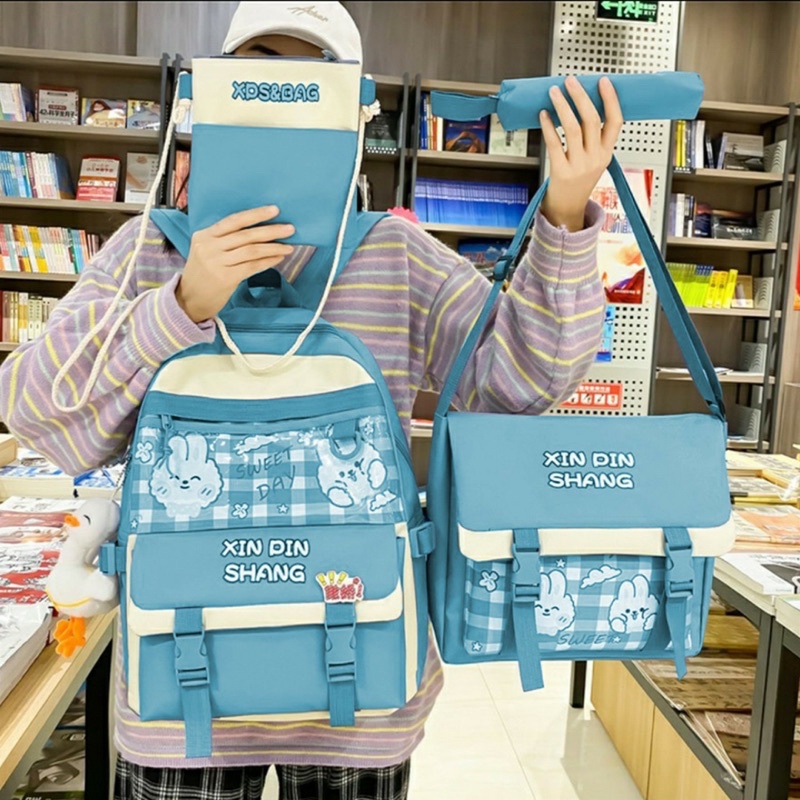 Set 4 món balo, túi thời trang đi học, giá rẻ - HELLO K