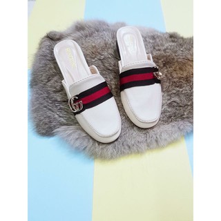 Dép sục da viền kẻ ngang