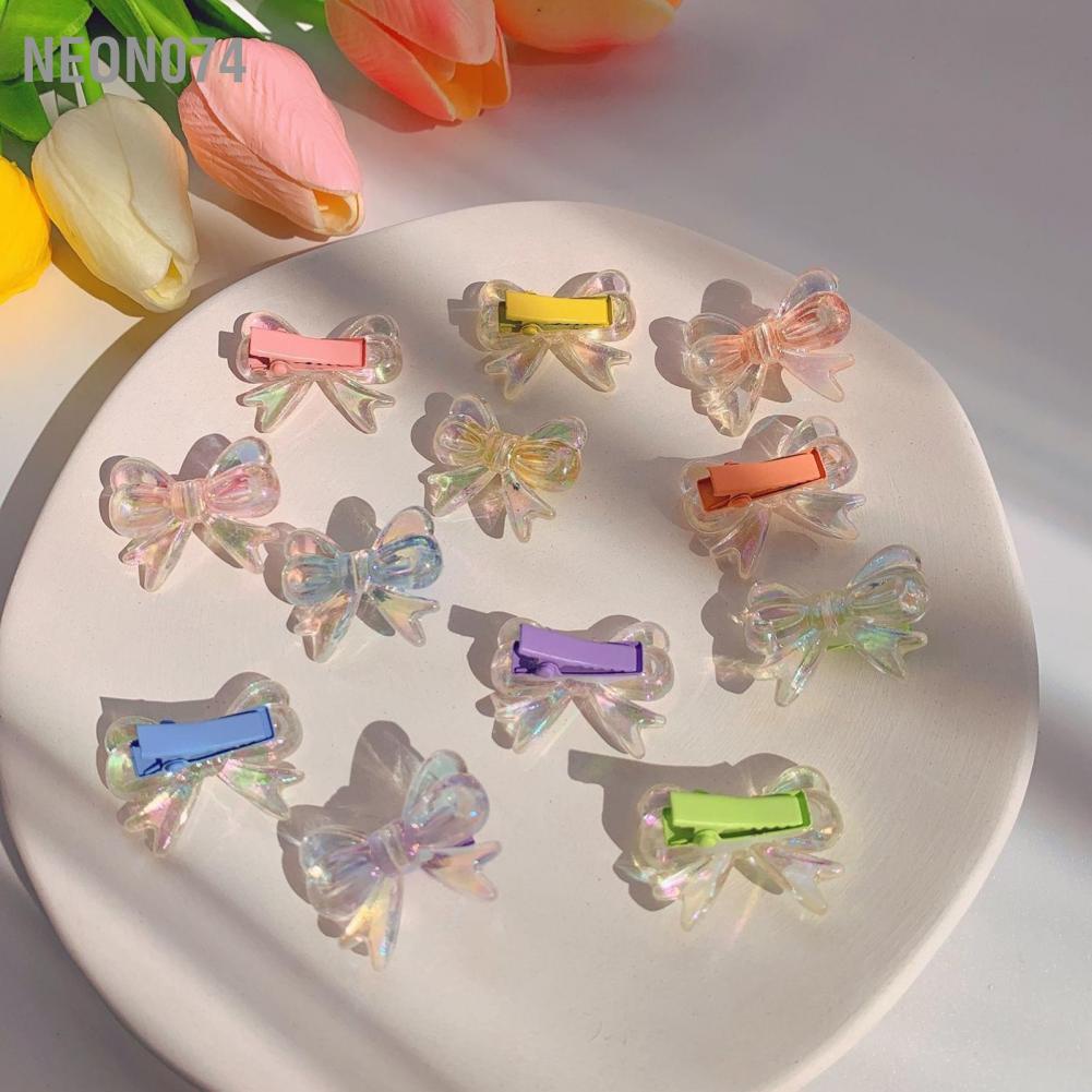 Neon074 Neon074 Kẹp tóc Nơ Buộc Nữ Barrette Màu Acrylic Cô Gái Tóc Phong Cách Đáng Yêu Phụ Kiện