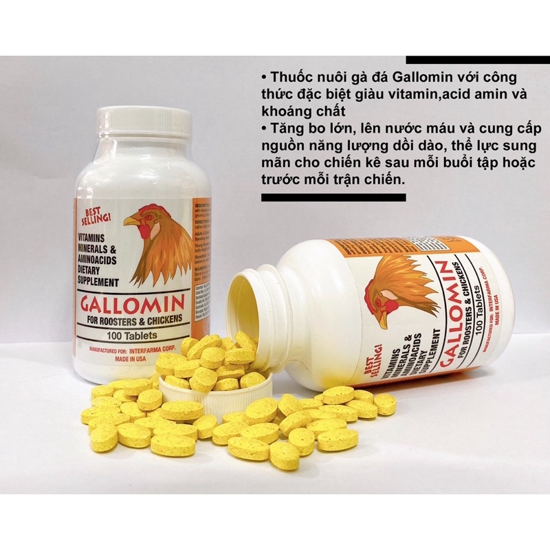 Combo Gallomin + B15&b12 thuốc nuôi gà chế độ đá