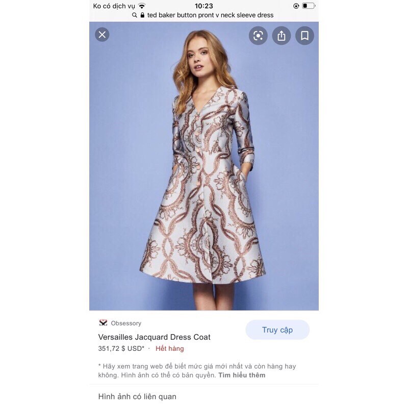 đầm ted vnxk sz 0