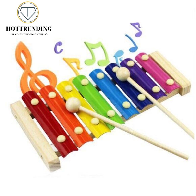 Đồ chơi, nhạc cụ đàn gõ xylophone 8 thanh bằng gỗ dành cho bé
