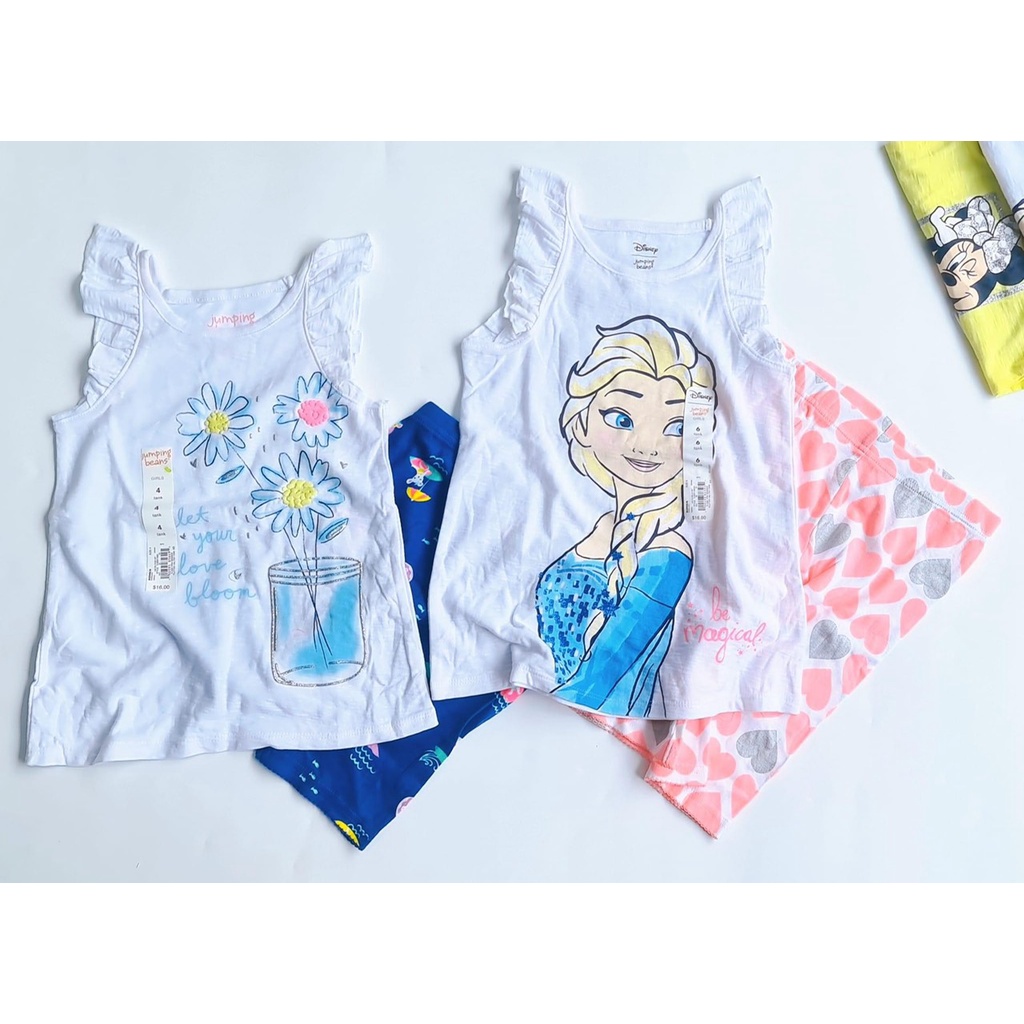 Bộ cộc tay bé gái Size từ 3-7 tuổi (15-28kg)- Bộ cánh tiên phối màu hãng Disney & Carter's hàng dư xịn VNXK.